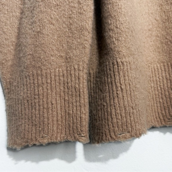 AllSaints Kez Crew Neck Pullover Distressed Wool Yak Blend Sweater, Tan size XS - Picture 4 of 8